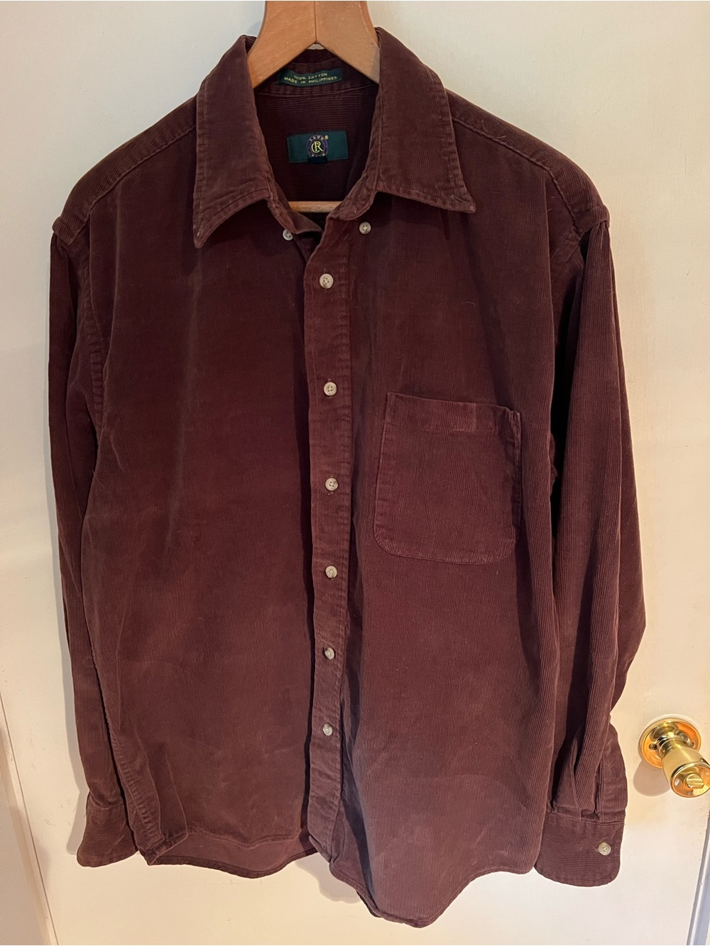 Club Room Men's Corduroy Button-Down Shirt in Brown